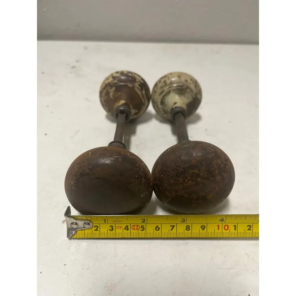 Pair Vintage Metal Door Knob Set Architectural Salvage Patina